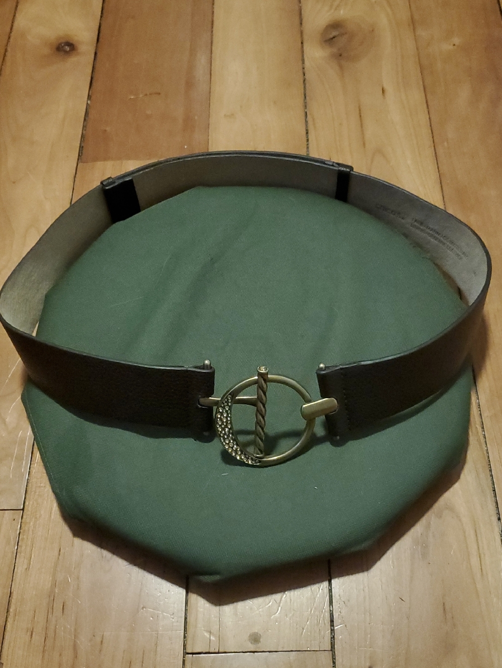 Chico's Brown Leather Belt with Brass-Tone Buckle